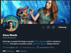 ALEXA-MEADE-twitter-300x222 List of 26 Noteworthy Artists in the NFT Space